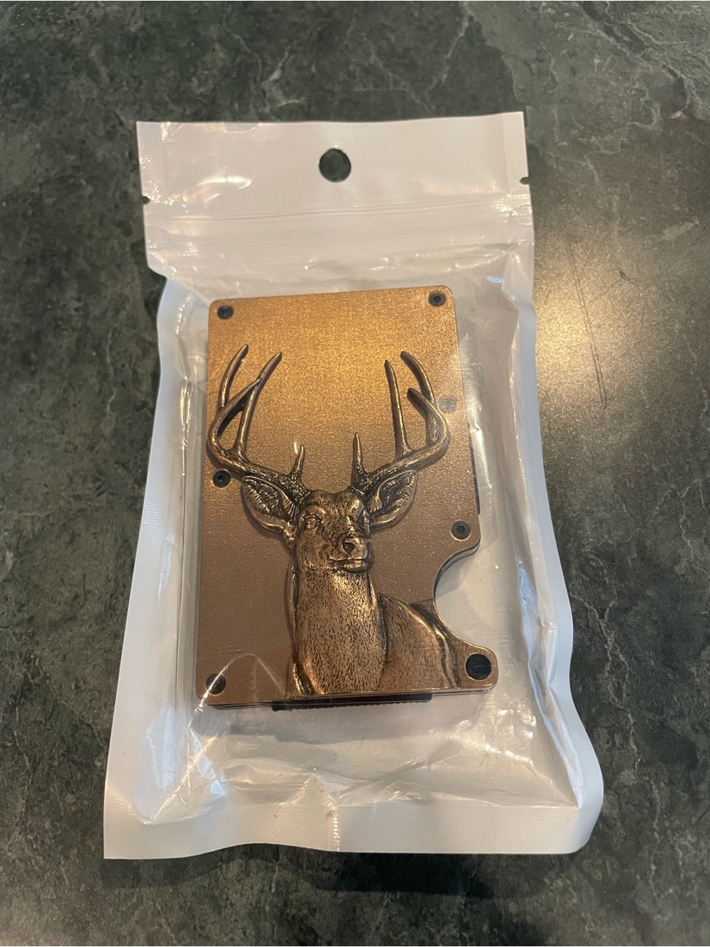ITERA Deer Stag Metal Business Card Holder Antique Copper